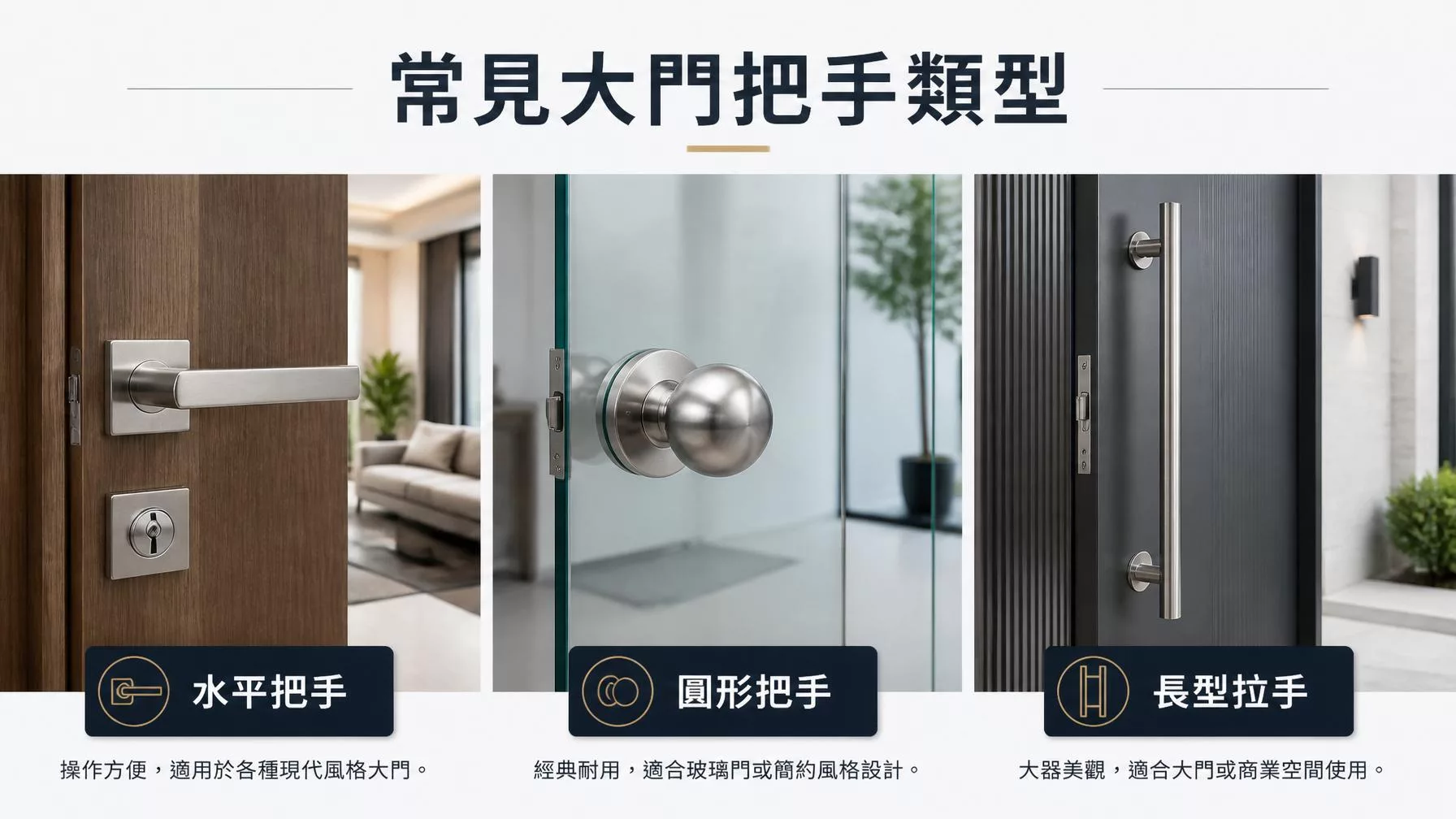 常見大門把手類型